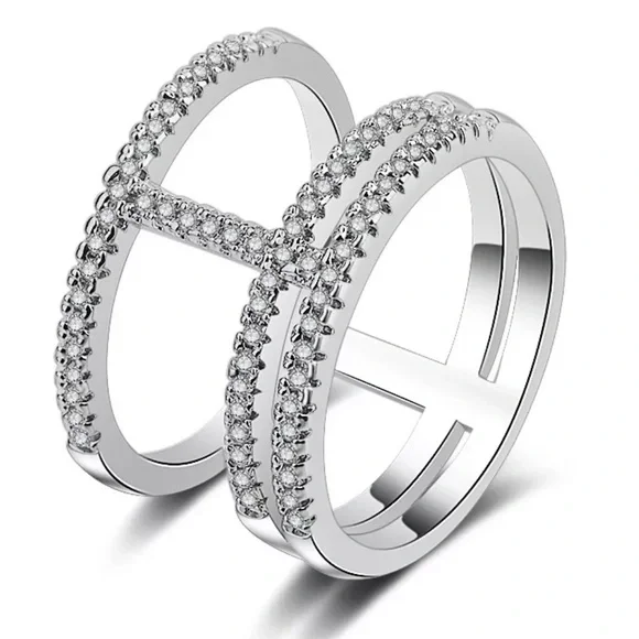 STERLING SILVER ENGAGEMENT BAND RING - Picture 3 of 4